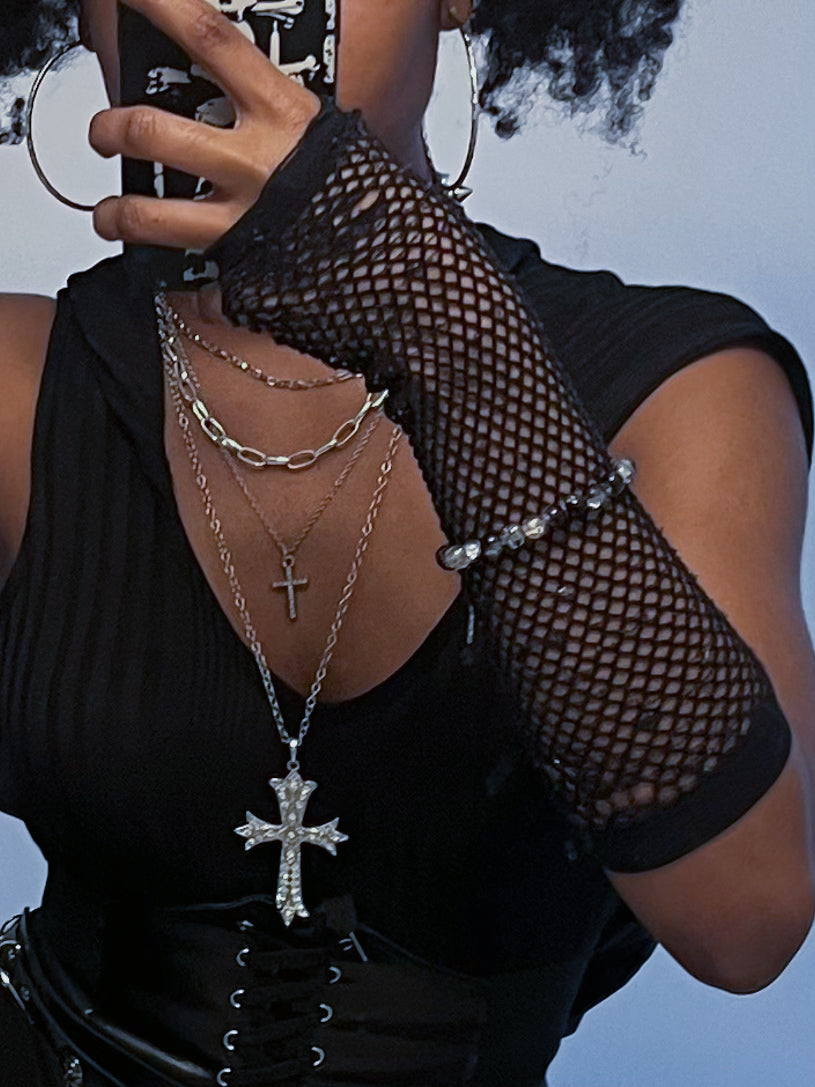 Large Rhinestone Cross Chain