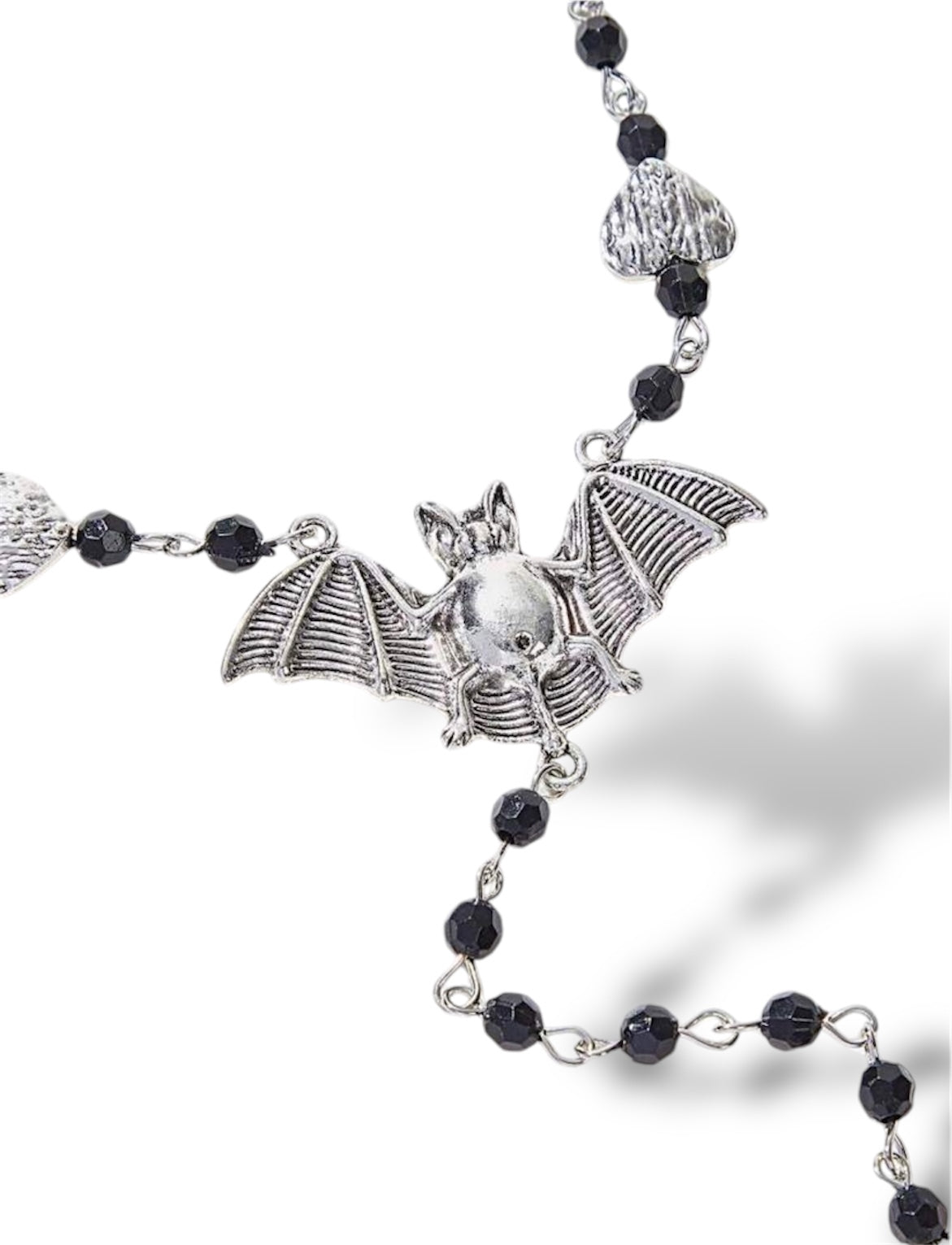 Bat Cross Rosary Necklace